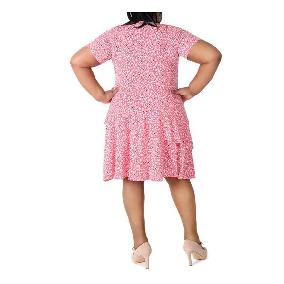 ROBBIE BEE Womens At Skirt Short Sleeve Below The Knee Fit + Flare Dress - Picture 2 of 4